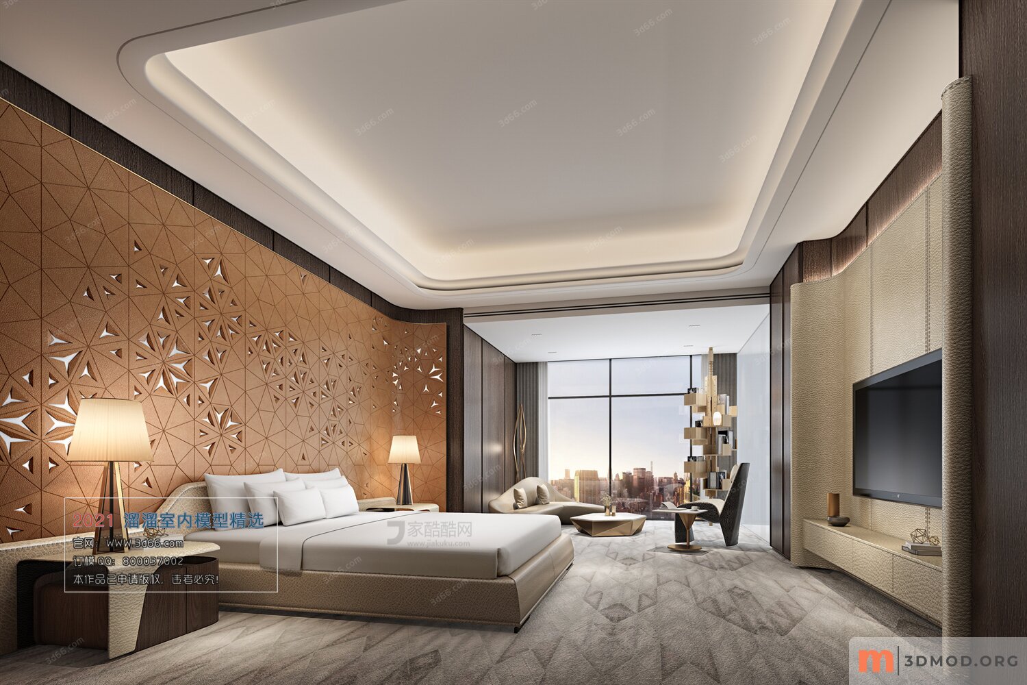 A003-现代风格-Hotel Suite Modern style-Vray model-2021